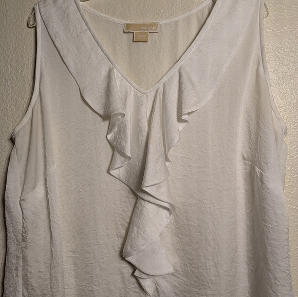 michael Kors White Ruffled Sleeveless Top Size Dize Size 20 W Pre-owned - Picture 3 of 5